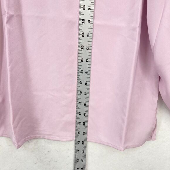 J.Crew Puff Sleeve Satin Back Crepe Top Women's XXS Petite Pink Keyhole Neckline - Picture 9 of 13